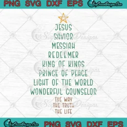 Jesus Savior Messiah Redeemer SVG - Christian Christmas Tree SVG PNG, Cricut File