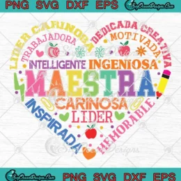 Maestra Spanish Teacher Heart SVG - Cute Latin Educator SVG PNG, Cricut File