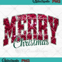 Merry Christmas Glitter PNG - Christmas Gift PNG Clipart, Digital Download