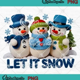 Preppy Let It Snow Yarn Faux PNG - Crochet Christmas Snowman PNG Clipart, Digital Download