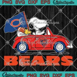 Snoopy And Woodstock Driving Car SVG - Chicago Bears 2025 SVG PNG, Cricut File