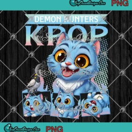 KPop Demon Hunters Graphic PNG - Cute Derpy The Blue Cat PNG Clipart, Digital Download