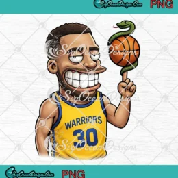 Steph Curry Snake Ball Cartoon PNG - Golden State Warriors Basketball PNG Clipart, Digital Download