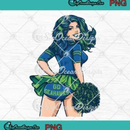 Go Seahawks Cheerleader PNG - Seattle Seahawks Female Football Fan PNG Clipart, Digital Download