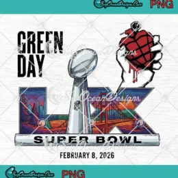 Green Day Super Bowl LX 2026 PNG - Opening Show Concert February 8 2026 PNG Clipart, Digital Download