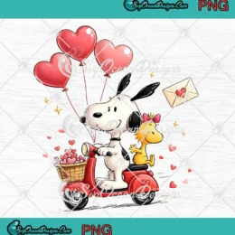 Valentine Snoopy Dog Scooter PNG - Cute Peanuts Valentine's Day PNG Clipart, Digital Download
